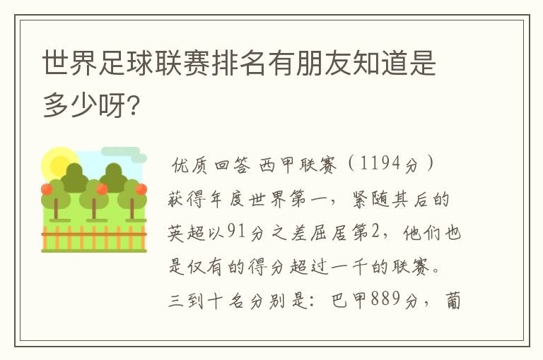 世界足球联赛排名有朋友知道是多少呀?