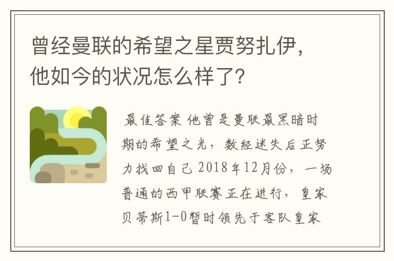 曾经曼联的希望之星贾努扎伊，他如今的状况怎么样了？