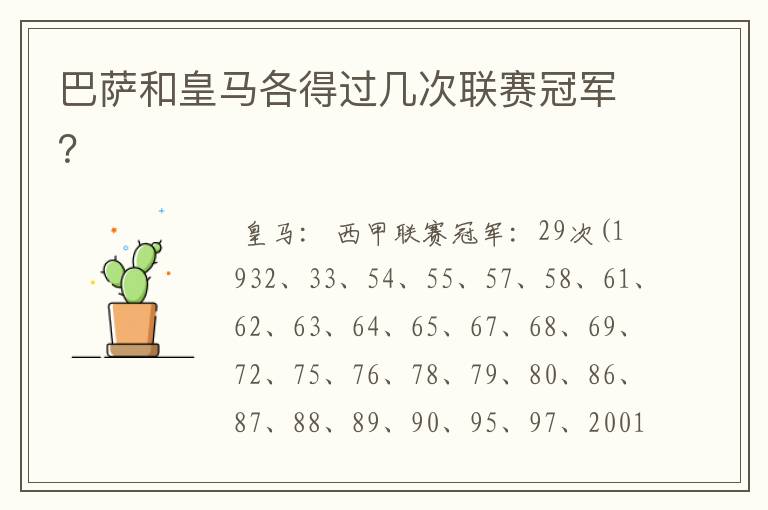 巴萨和皇马各得过几次联赛冠军？