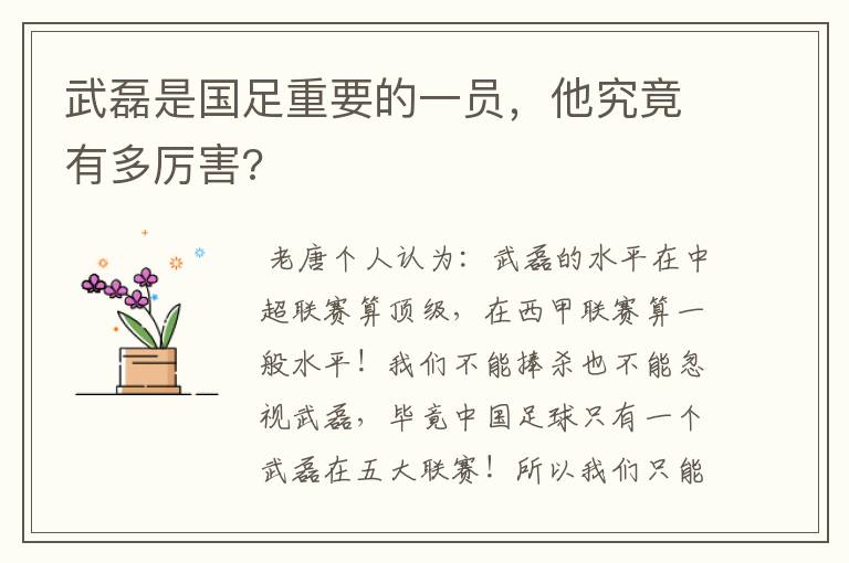 武磊是国足重要的一员，他究竟有多厉害?