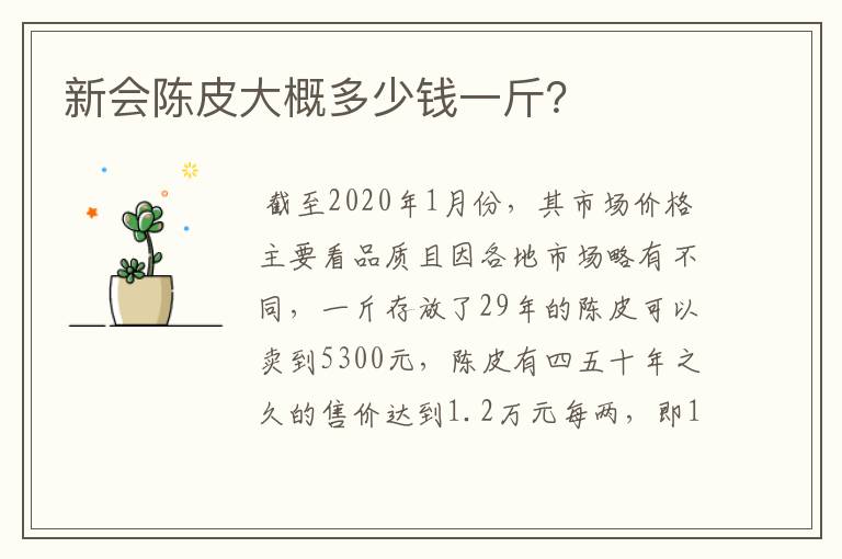 新会陈皮大概多少钱一斤？