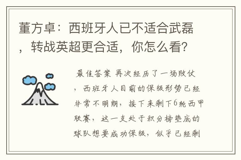 董方卓：西班牙人已不适合武磊，转战英超更合适，你怎么看？