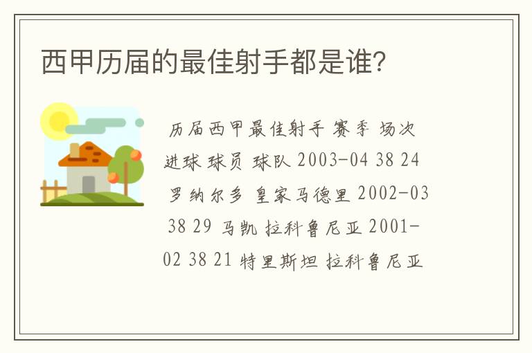 西甲历届的最佳射手都是谁？