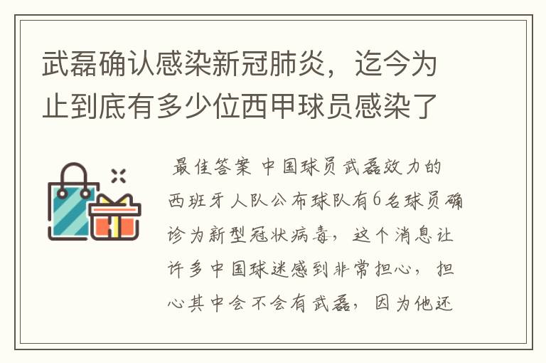 武磊确认感染新冠肺炎，迄今为止到底有多少位西甲球员感染了新冠病毒？