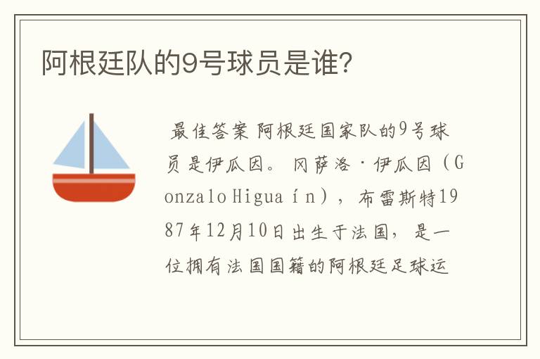 阿根廷队的9号球员是谁？