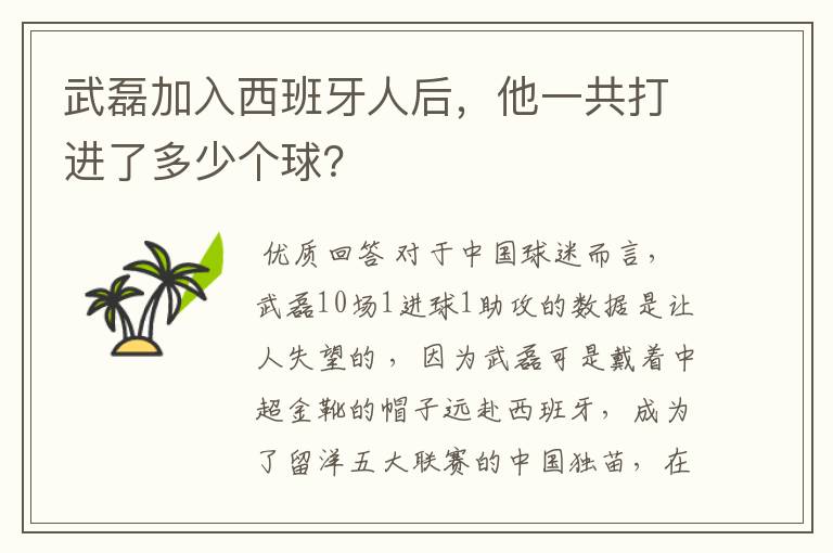 武磊加入西班牙人后，他一共打进了多少个球？