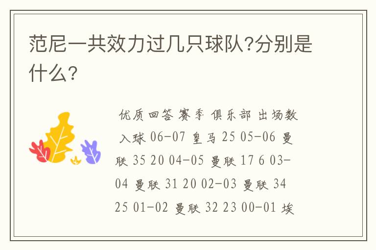 范尼一共效力过几只球队?分别是什么?