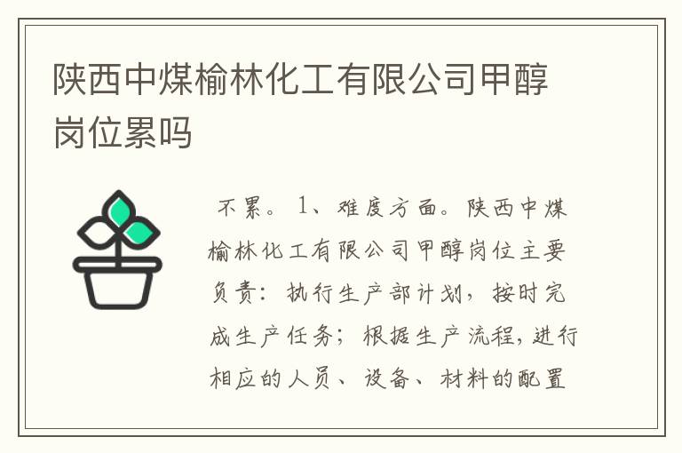 陕西中煤榆林化工有限公司甲醇岗位累吗