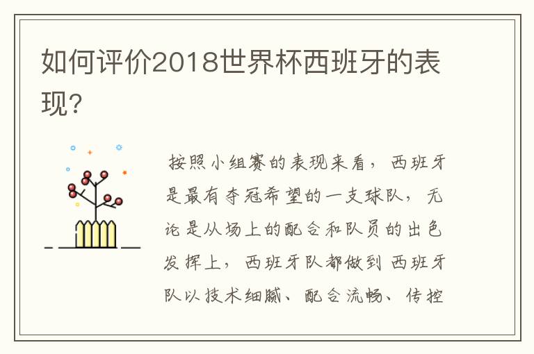 如何评价2018世界杯西班牙的表现?