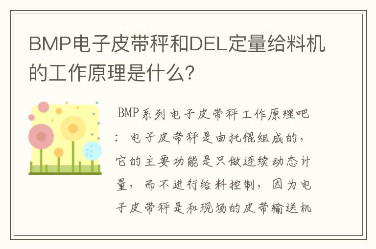 BMP电子皮带秤和DEL定量给料机的工作原理是什么？