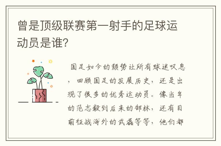 曾是顶级联赛第一射手的足球运动员是谁？