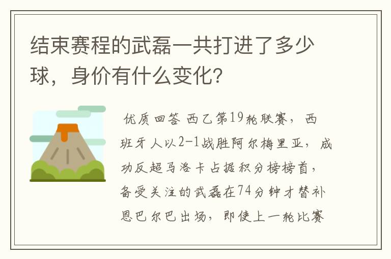 结束赛程的武磊一共打进了多少球，身价有什么变化？