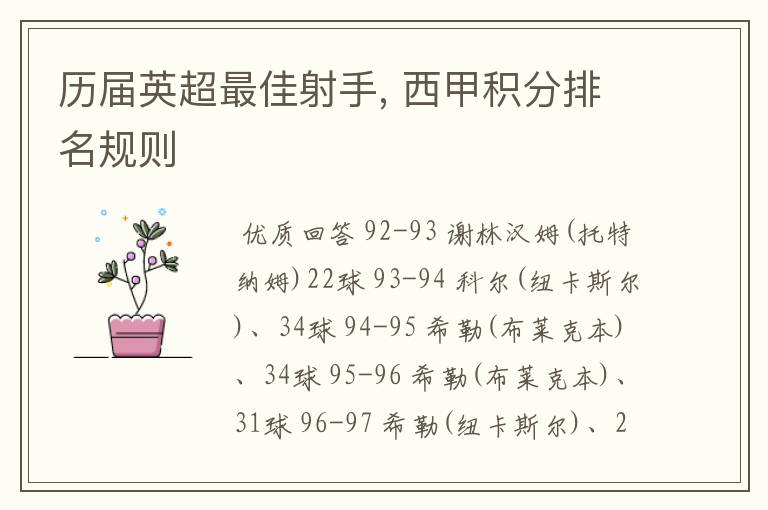 历届英超最佳射手, 西甲积分排名规则