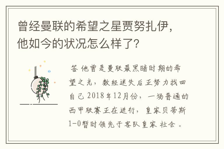 曾经曼联的希望之星贾努扎伊，他如今的状况怎么样了？