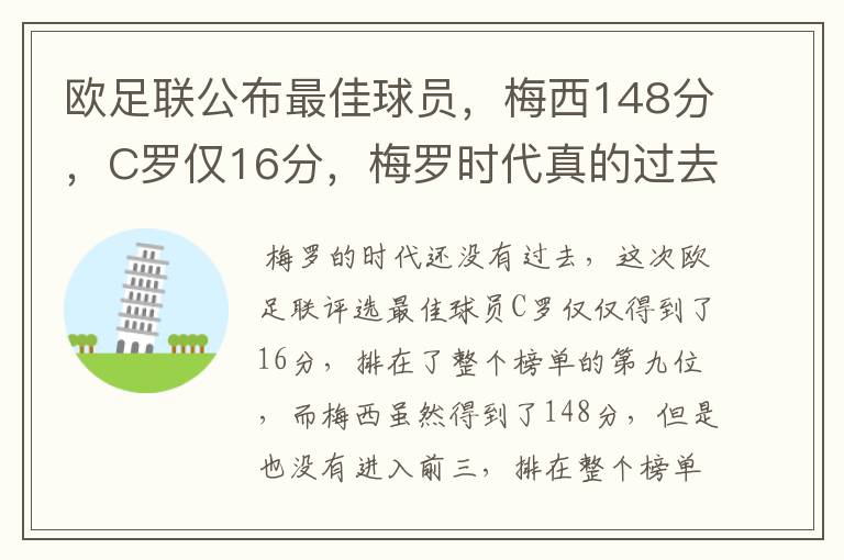 欧足联公布最佳球员，梅西148分，C罗仅16分，梅罗时代真的过去了吗？