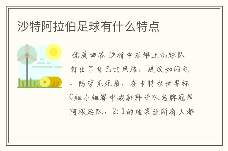 沙特阿拉伯足球有什么特点