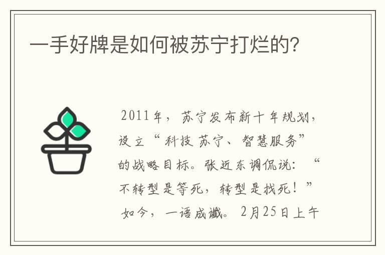 一手好牌是如何被苏宁打烂的？