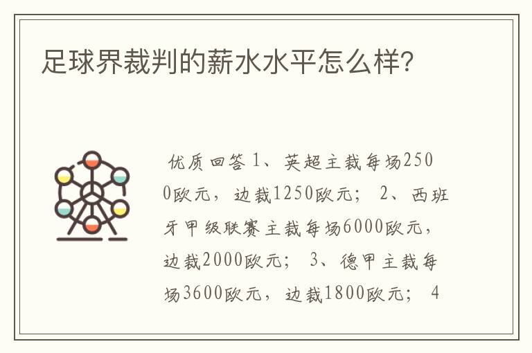 足球界裁判的薪水水平怎么样？