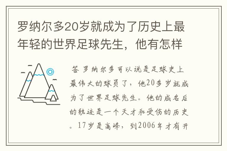 罗纳尔多20岁就成为了历史上最年轻的世界足球先生，他有怎样出色的表现？