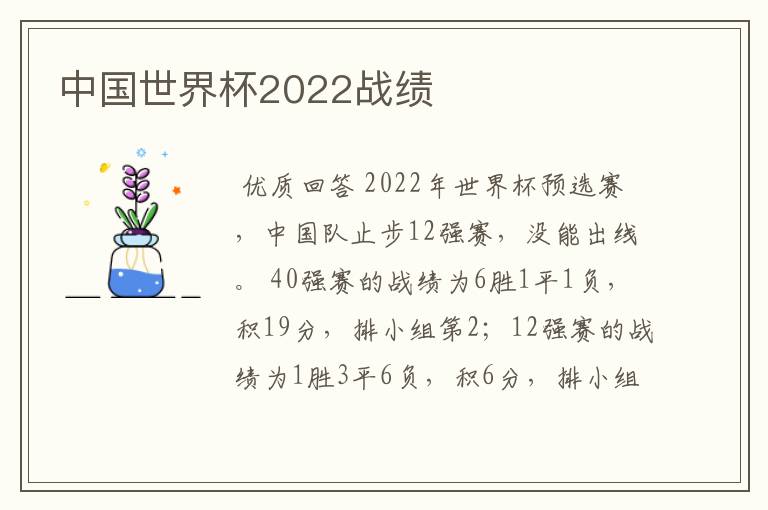 中国世界杯2022战绩