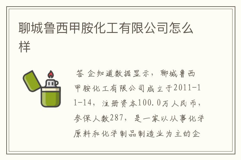 聊城鲁西甲胺化工有限公司怎么样