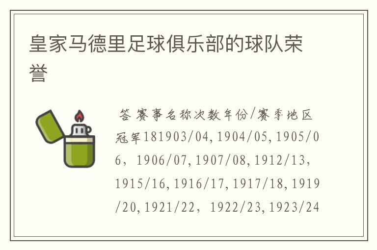 皇家马德里足球俱乐部的球队荣誉