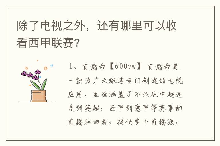 除了电视之外，还有哪里可以收看西甲联赛?