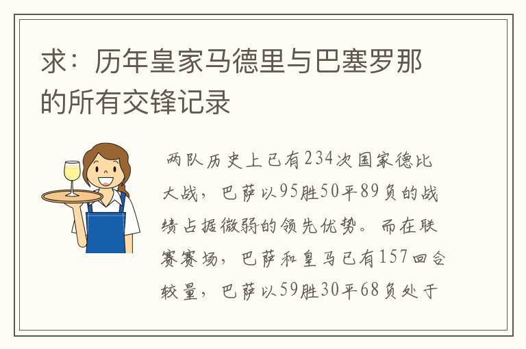 求：历年皇家马德里与巴塞罗那的所有交锋记录