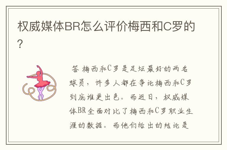 权威媒体BR怎么评价梅西和C罗的？