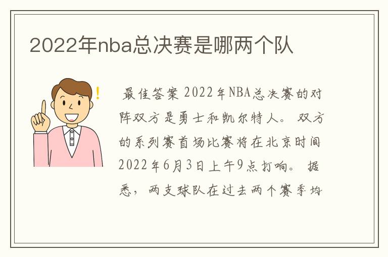 2022年nba总决赛是哪两个队