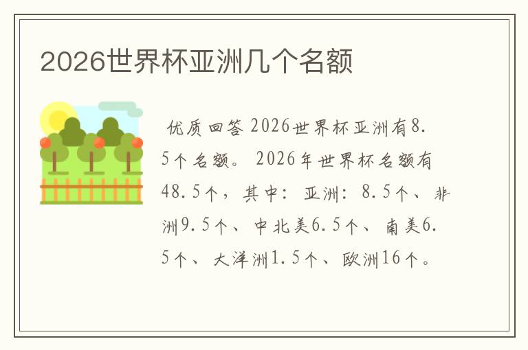 2026世界杯亚洲几个名额