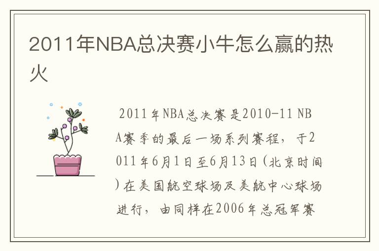 2011年NBA总决赛小牛怎么赢的热火