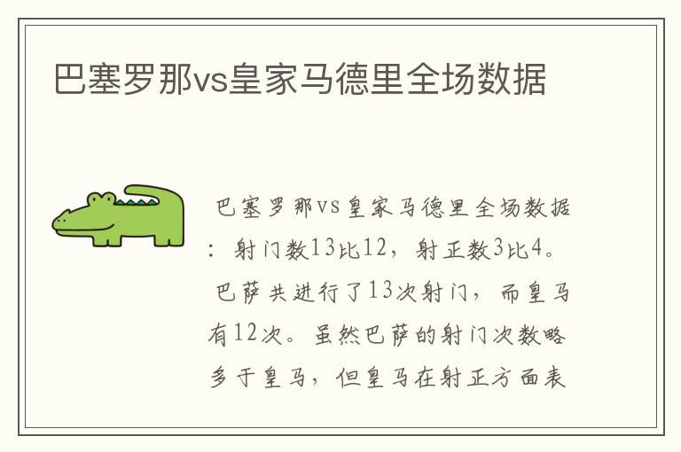 巴塞罗那vs皇家马德里全场数据