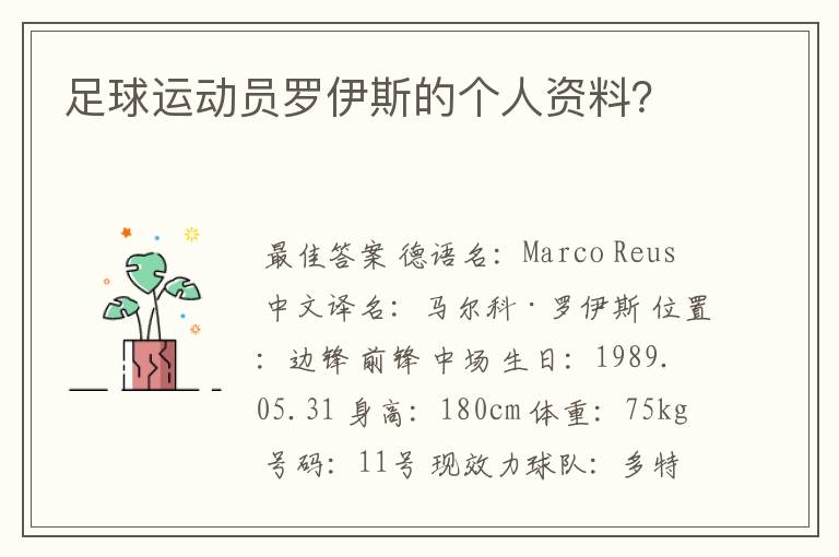 足球运动员罗伊斯的个人资料？