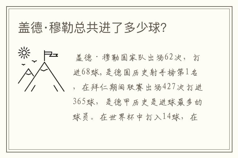 盖德·穆勒总共进了多少球？