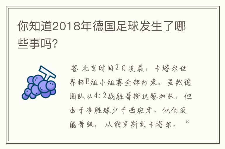 你知道2018年德国足球发生了哪些事吗？