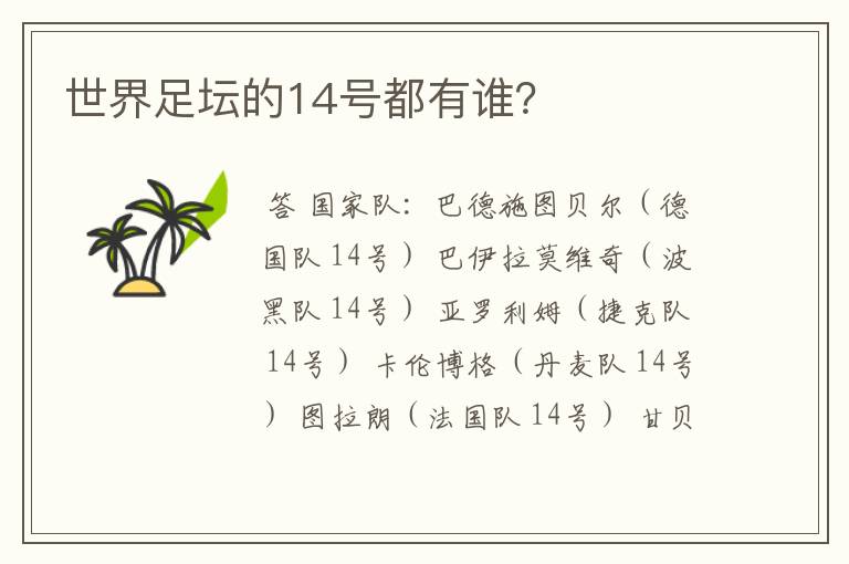 世界足坛的14号都有谁？