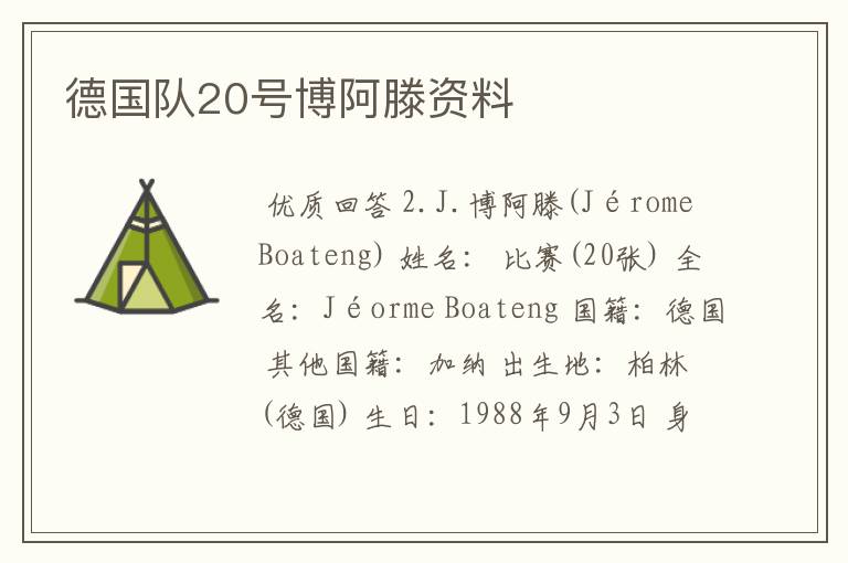 德国队20号博阿滕资料