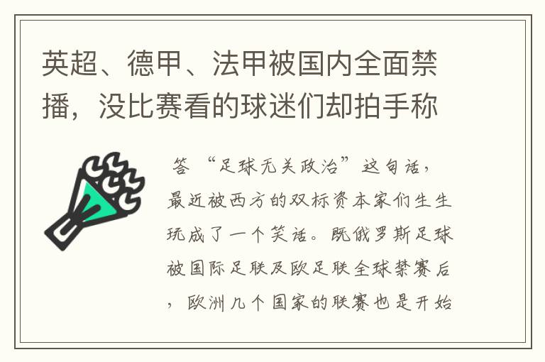 英超、德甲、法甲被国内全面禁播，没比赛看的球迷们却拍手称快