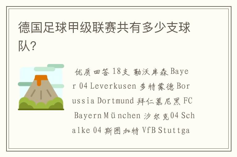 德国足球甲级联赛共有多少支球队？