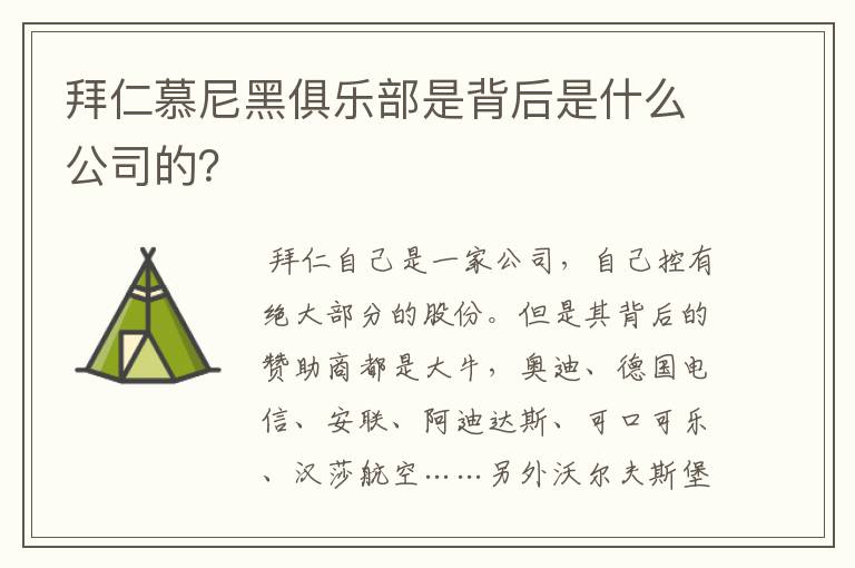 拜仁慕尼黑俱乐部是背后是什么公司的？