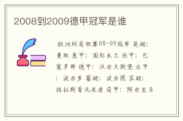 2008到2009德甲冠军是谁