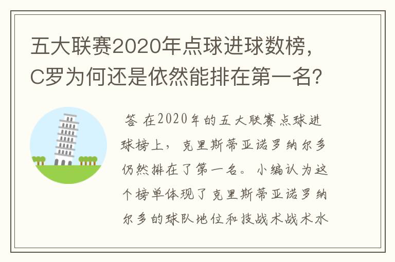 五大联赛2020年点球进球数榜，C罗为何还是依然能排在第一名？