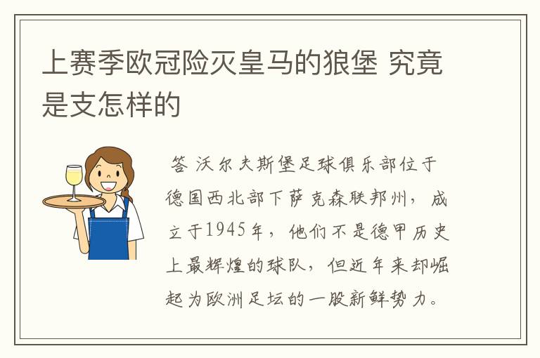 上赛季欧冠险灭皇马的狼堡 究竟是支怎样的