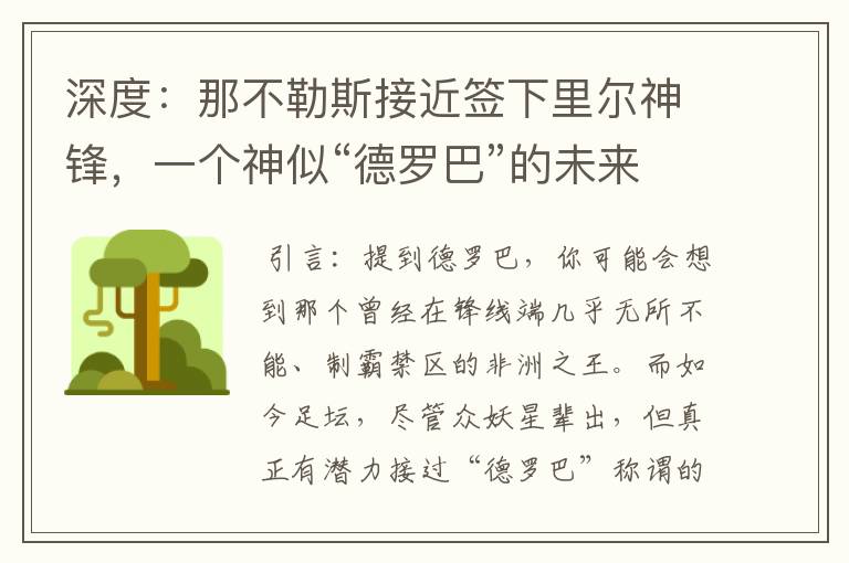 深度：那不勒斯接近签下里尔神锋，一个神似“德罗巴”的未来锋霸