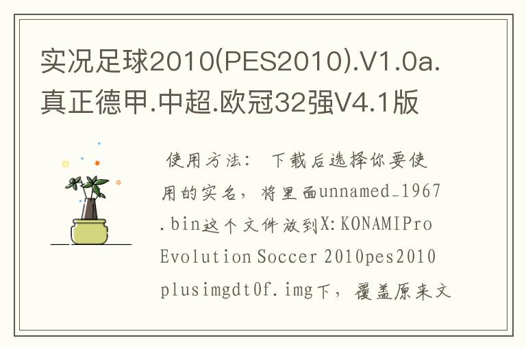 实况足球2010(PES2010).V1.0a.真正德甲.中超.欧冠32强V4.1版怎么使用