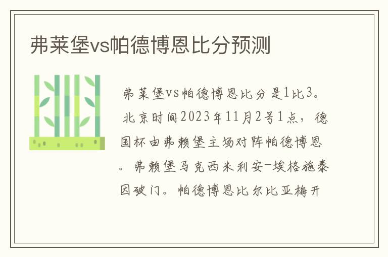 弗莱堡vs帕德博恩比分预测