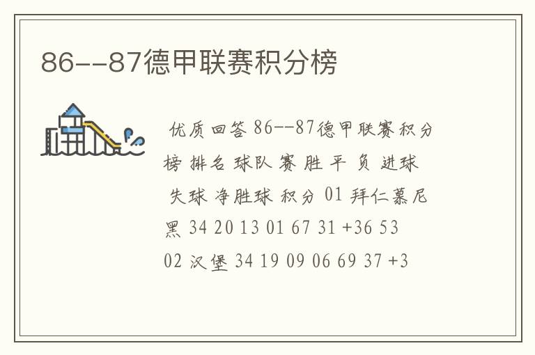 86--87德甲联赛积分榜