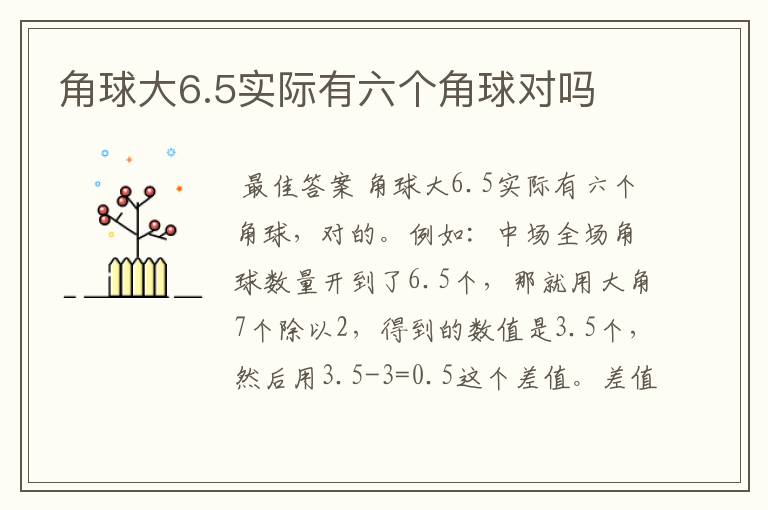 角球大6.5实际有六个角球对吗