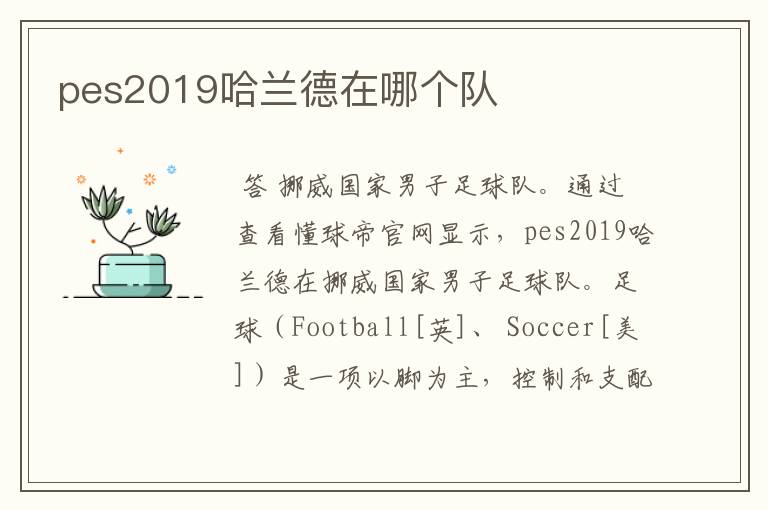 pes2019哈兰德在哪个队